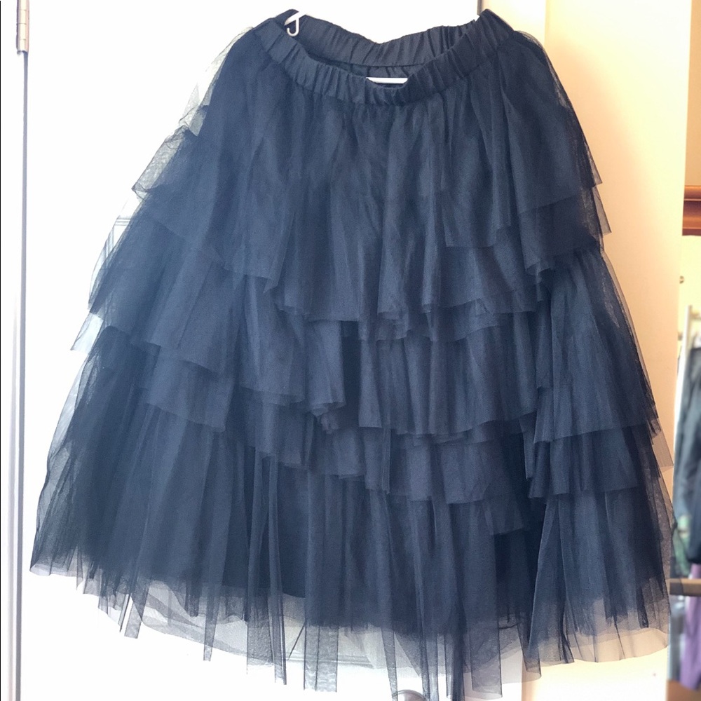 Black tulle ruffle skirt